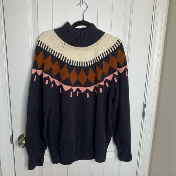 Free Assembly Fair Isle mock neck cotton wool sweater size XXL - Picture 3 of 8